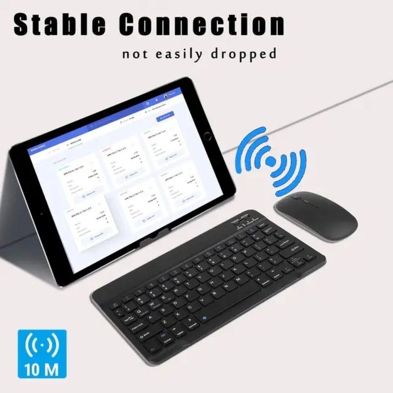 Combo bàn phím và chuột bluetooth không dây sạc type C mini 10 inch cho điện thoại - hàng nhập khẩu