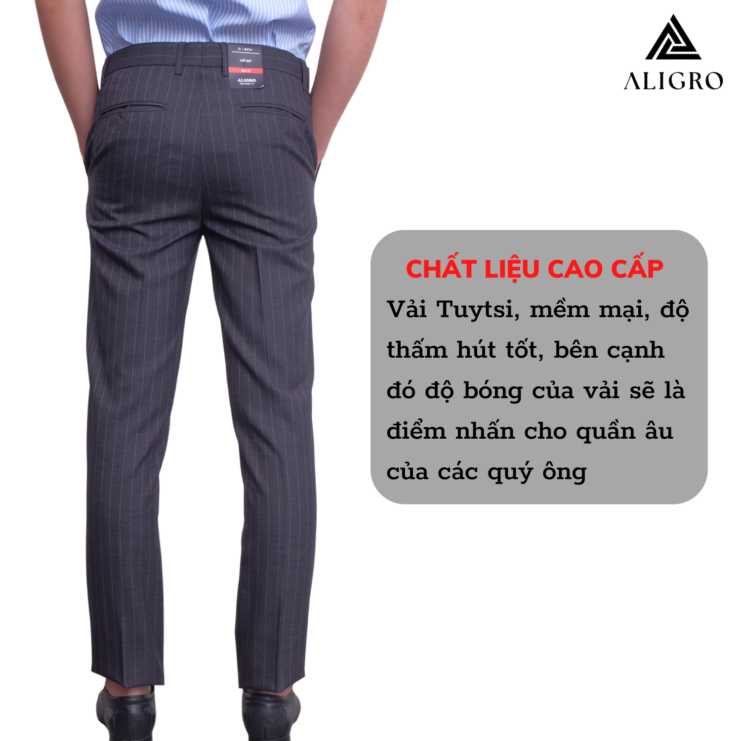 Quần Âu Nam Aligro Màu Xanh Kẻ Sọc Vàng Nhỏ Chất Liệu Cao Cấp, Chuẩn Form Slimfit, Tôn Dáng ALGO1057