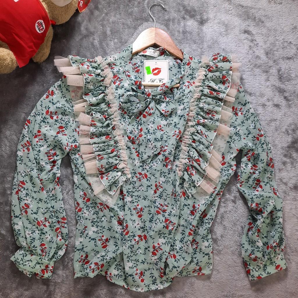Áo kiểu công sở hoa nhí phối ren siêu xinh