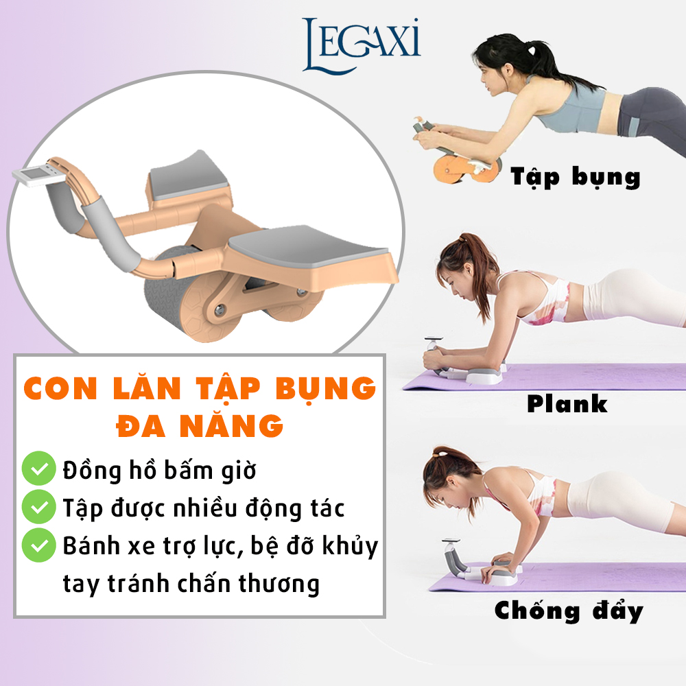 Dụng cụ plank kết hợp con lăn tập cơ bụng tập gym hít đất chống đẩy tại nhà cho nam nữ Legaxi