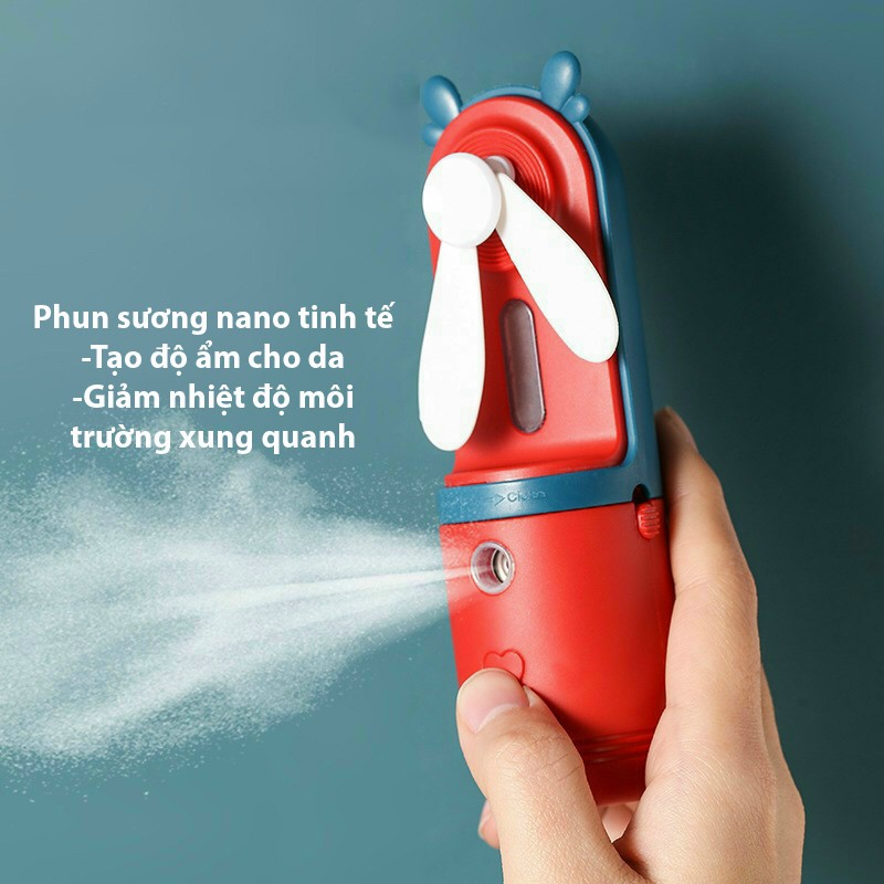 Quạt phun sương mini cầm tay tích điện tạo ẩm