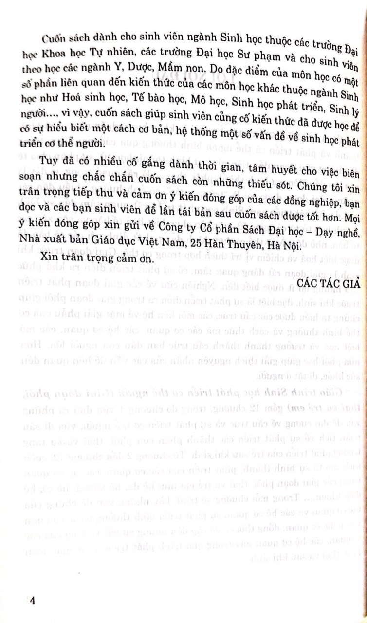 Giáo Trình Sinh Học Phát Triển Cơ Thể Người ( Giai đoạn phôi, thai và trẻ em)