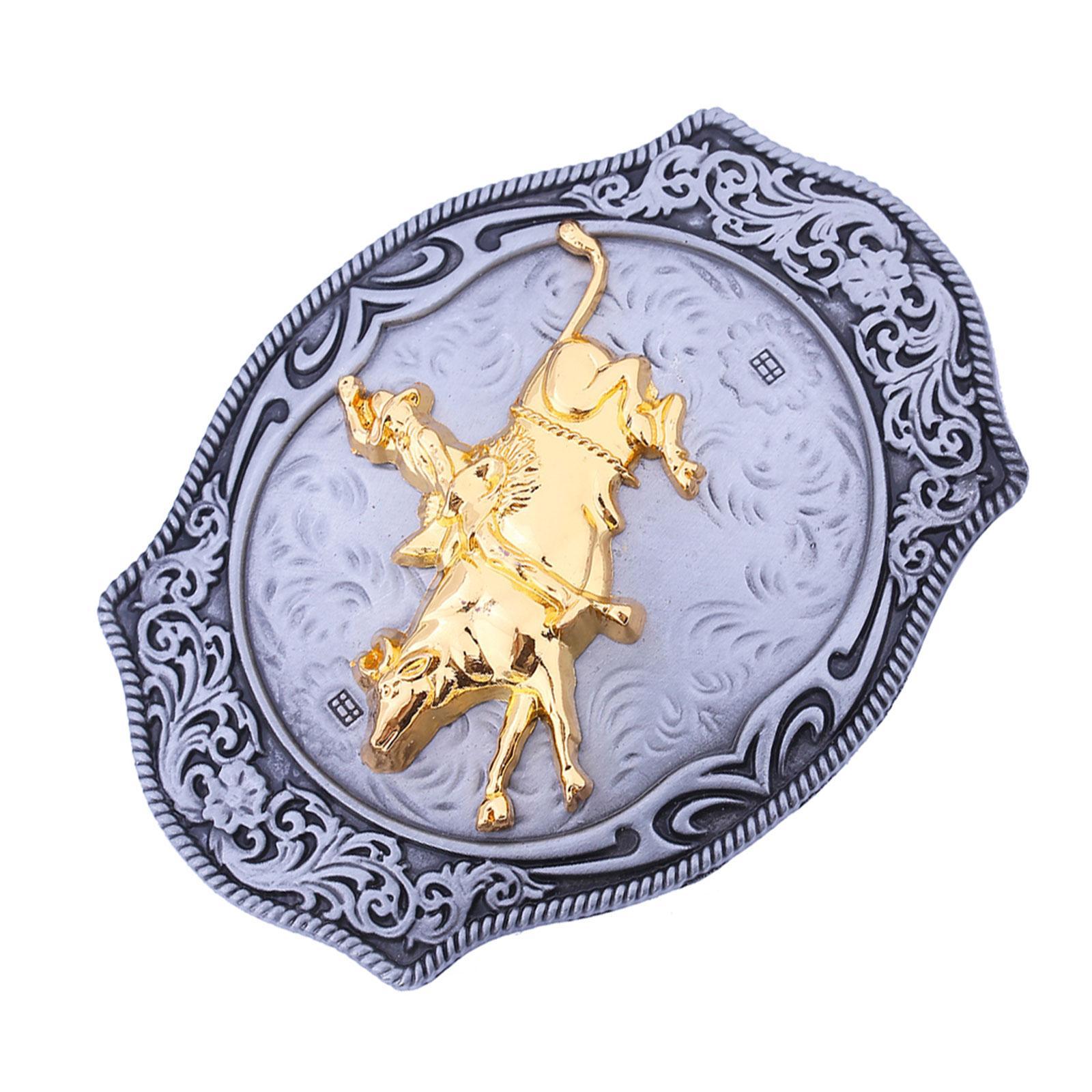 Western Cowboy Belt Buckle for Belts, Engraved Pattern Buckle, Alloy Durable Buckle