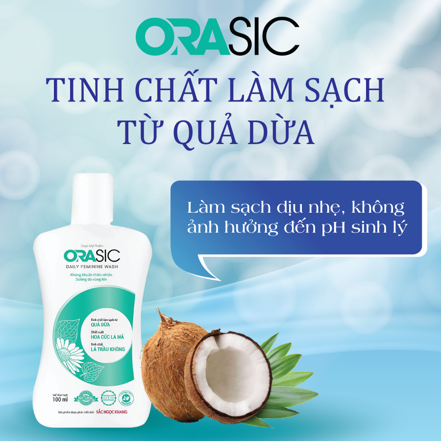 Dung dịch vệ sinh phụ nữ ORASIC Sắc Ngọc Khang_Tinh chất lá trầu không 100ml