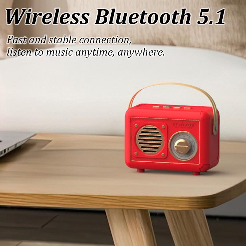 Nâng cấp Retro Bluetooth5.1Speaker Hộp âm thanh di động Đài FM cổ điển Máy nghe nhạc toàn dải 5W Hỗ trợ thẻ TF Phát USB Màu sắc: Đen
