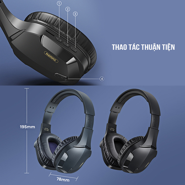 Tai nghe chụp tai Bluetooth EDR Gaming Remax RB-750HB - Hàng nhập khẩu