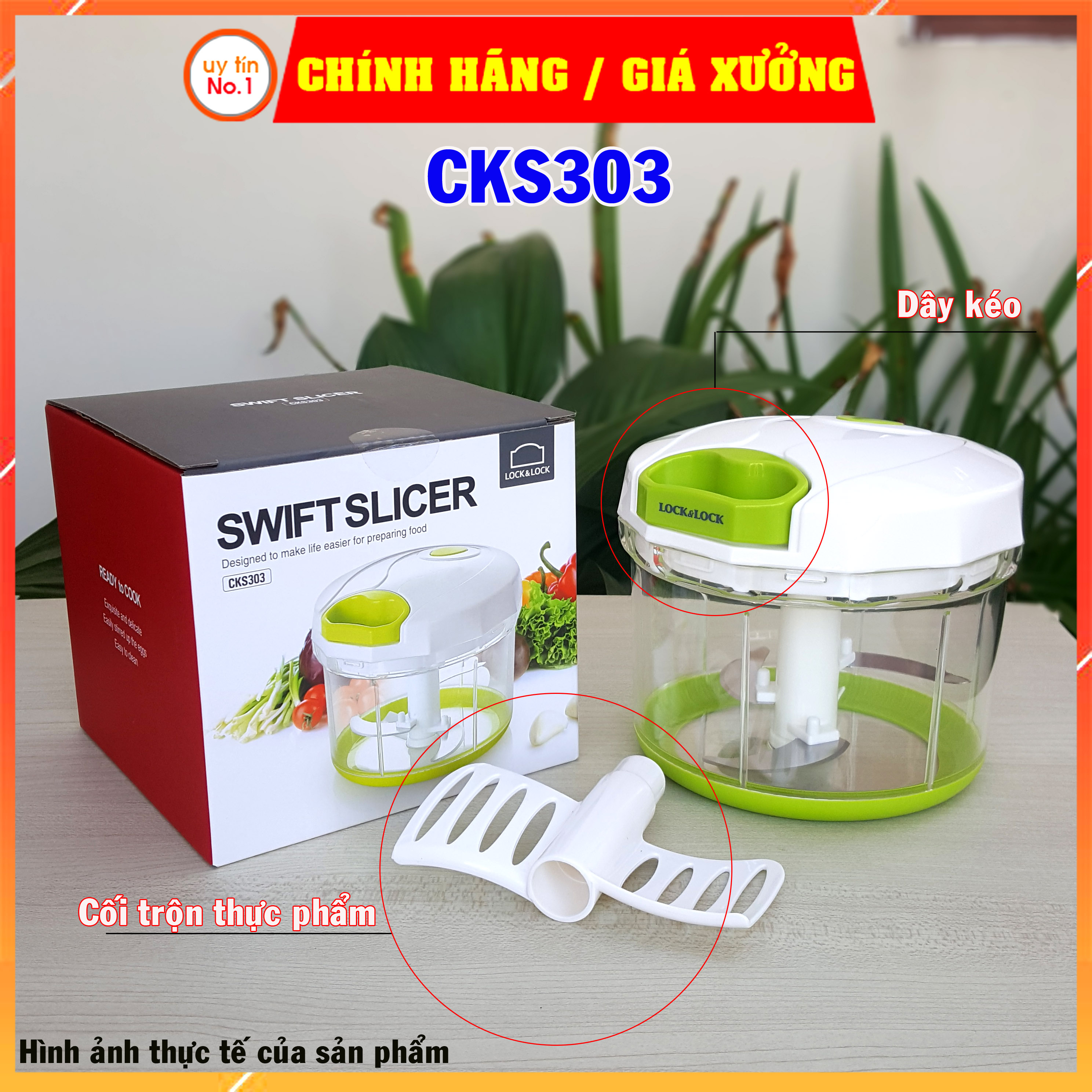 Dụng cụ xay tỏi ớt, dụng cụ băm nhỏ thực phẩm LOCK&amp;LOCK CKS303 &amp; CKS307 600ml 900ml