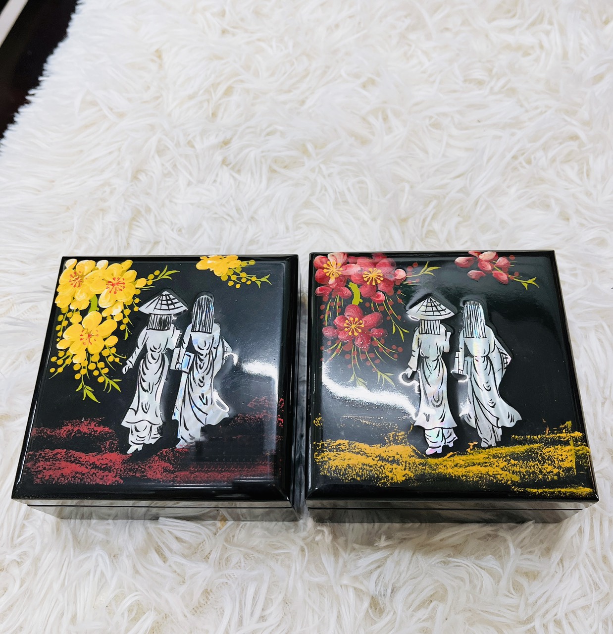 Hộp Sơn Mài Đa Năng size 20x10x4.5 cm thích hợp đựng đồ vặt nhỏ, tranh trí, làm quà tặng,...