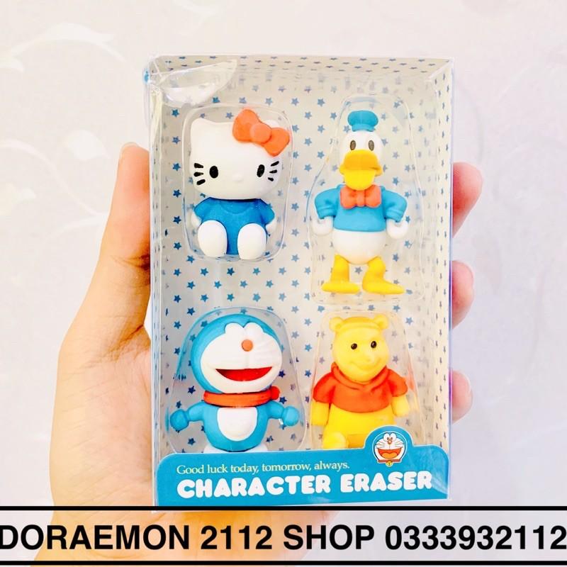 Combo 4 gôm hoạt hình DORAEMON - HELLO KITTY - POOH - DONAL DUCK