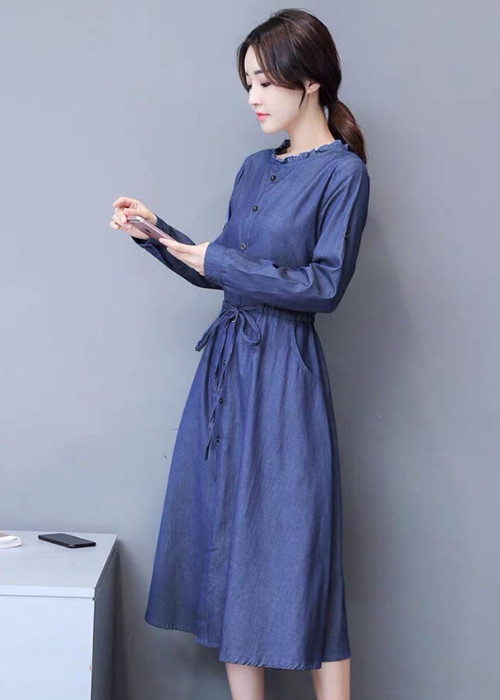 ĐẦM SUÔNG XANH JEAN CỔ TRÒN BÈO ( dưới 60kg ) damsuong83