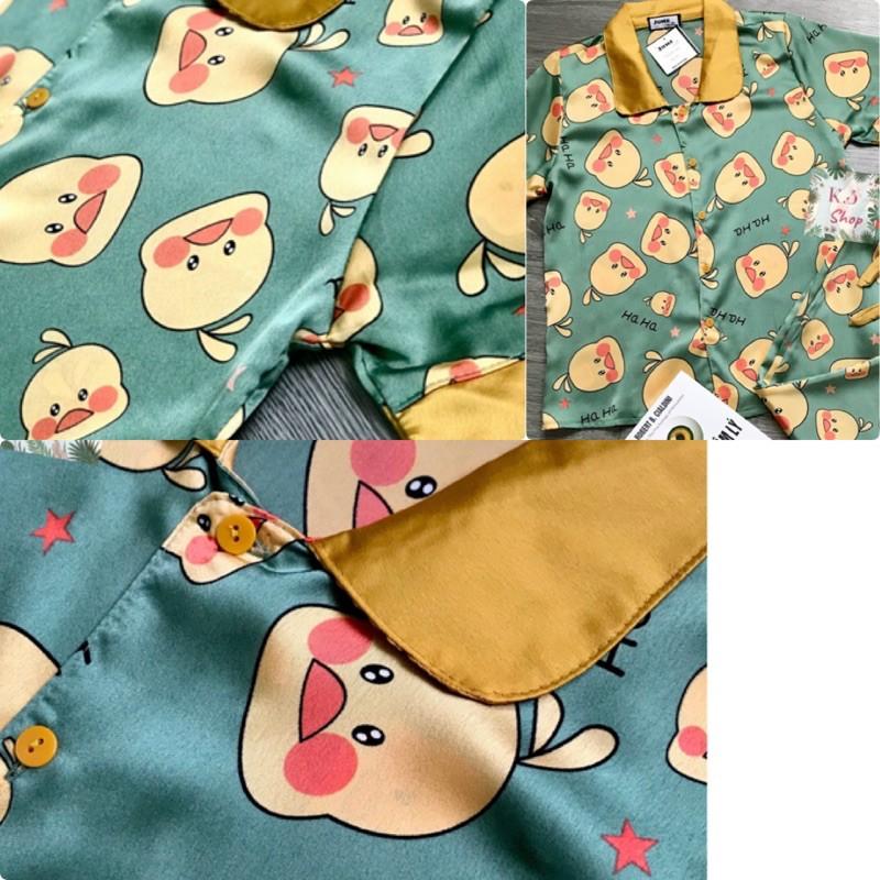 Bộ Mặc Nhà Pijama Lụa Hoạ Tiết Vịt