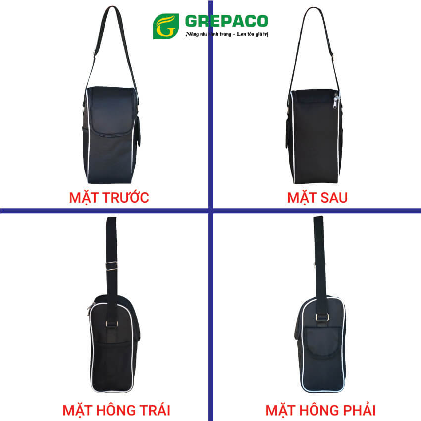 Túi Đựng Hộp Cơm Giữ Nhiệt Grepaco Nóng Lạnh Nhiều Ngăn Đựng Camen Thức Ăn Vuông Tròn Văn Phòng – Vải Bố Canvas, Kích Thước Size To (Cỡ Lớn), Kiểu Giỏ Xách Và Quai Đeo Vai Thời Trang - Tặng Túi Đựng Muỗng Nĩa - Hàng Chính Hãng