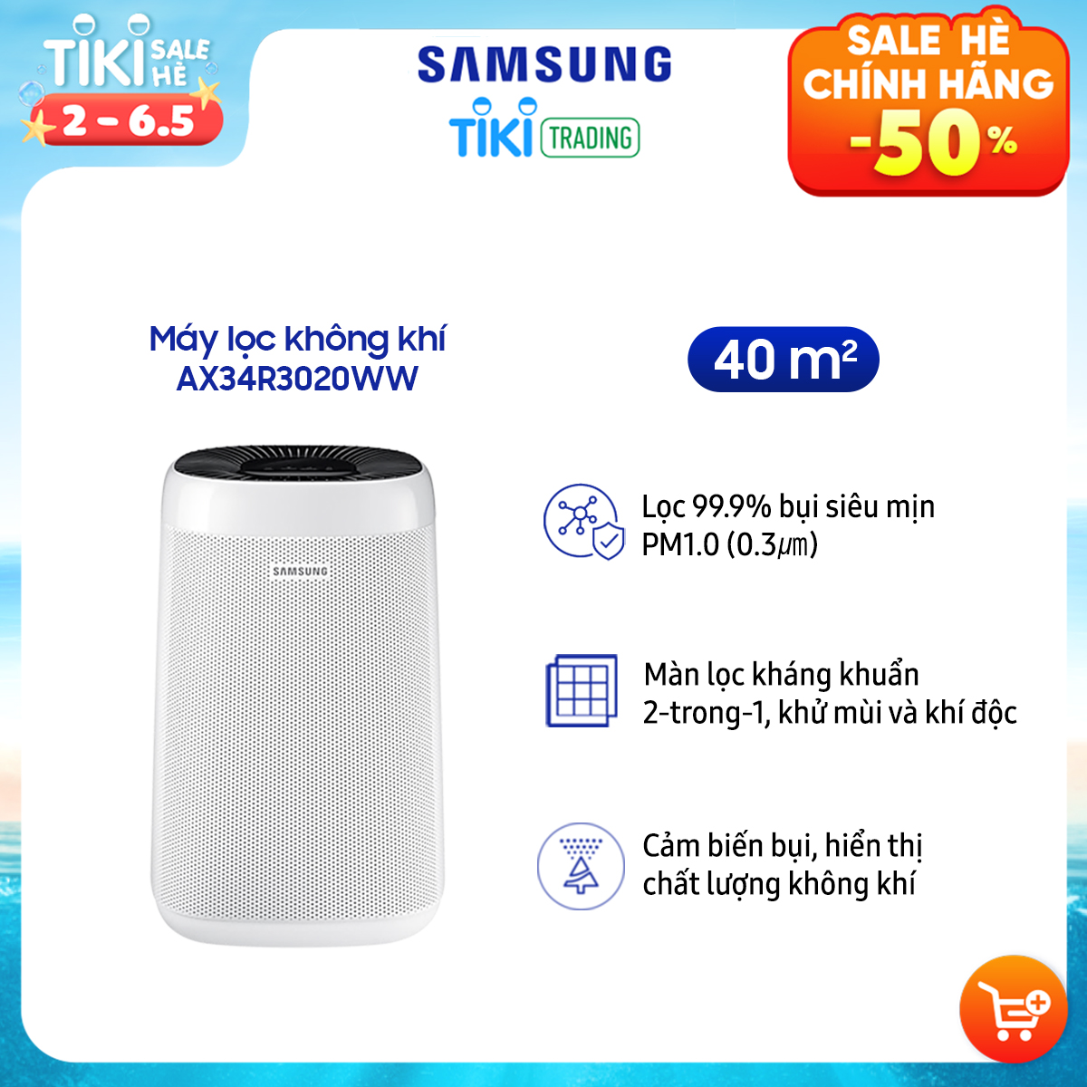 Máy Lọc Không Khí Samsung AX34R3020WW (Diện tích sử dụng 34m2) - Hàng Chính Hãng