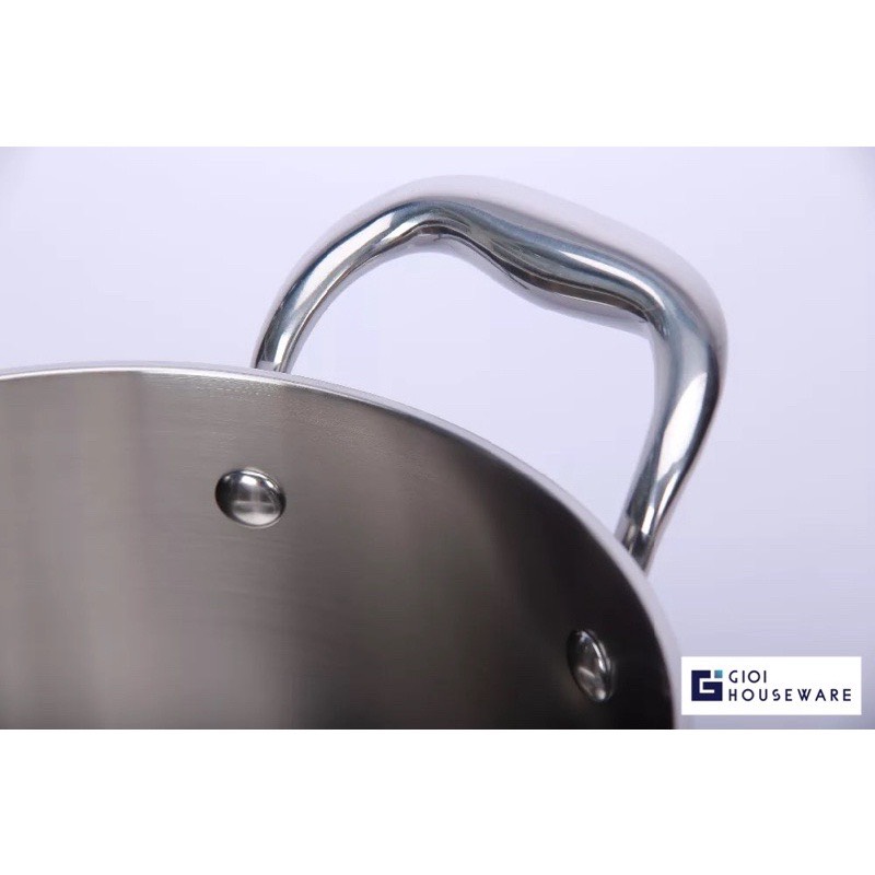 Nồi 3 Đáy inox304, Đánh Bóng Gương Chất Lượng Cao, 5Lít 24cm