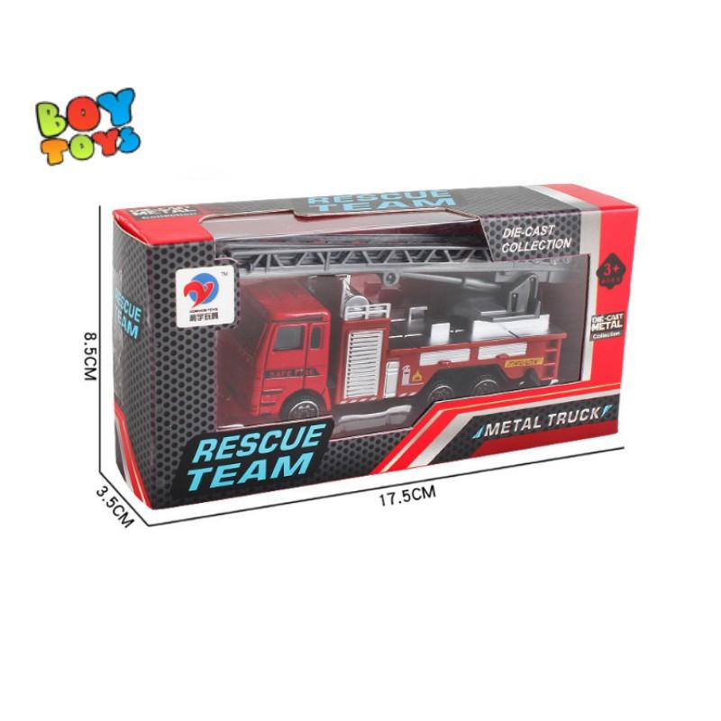 Bộ đồ chơi xe cứu hỏa có cầu thang Rescue Team hợp kim size 14cm để bé vui chơi