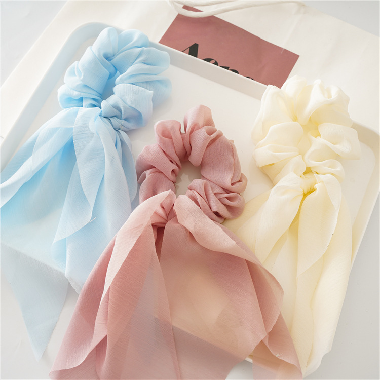 Dây buộc tóc Scrunchies lụa dáng dài dễ thương HD78