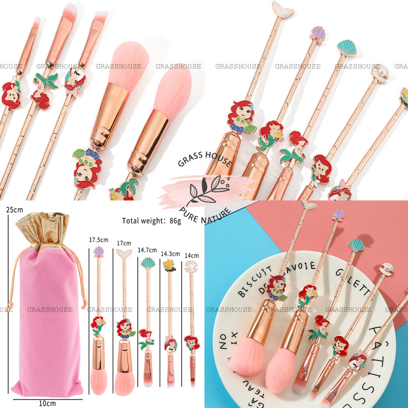 BỘ CỌ TRANG ĐIỂM MAKE UP 5 CÂY NÀNG TIÊN CÁ MERMAID ARIEL GOLD ROSE HÀNG THỦ CÔNG SƠN TỈNH ĐIỆN CAO CẤP