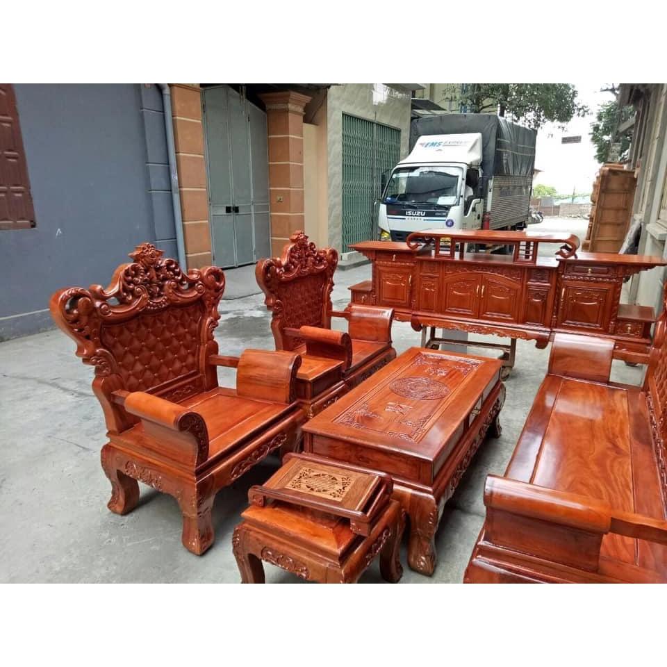 Bàn Ghế Luois Hoàng Gia gỗ Xà Cừ Đỏ