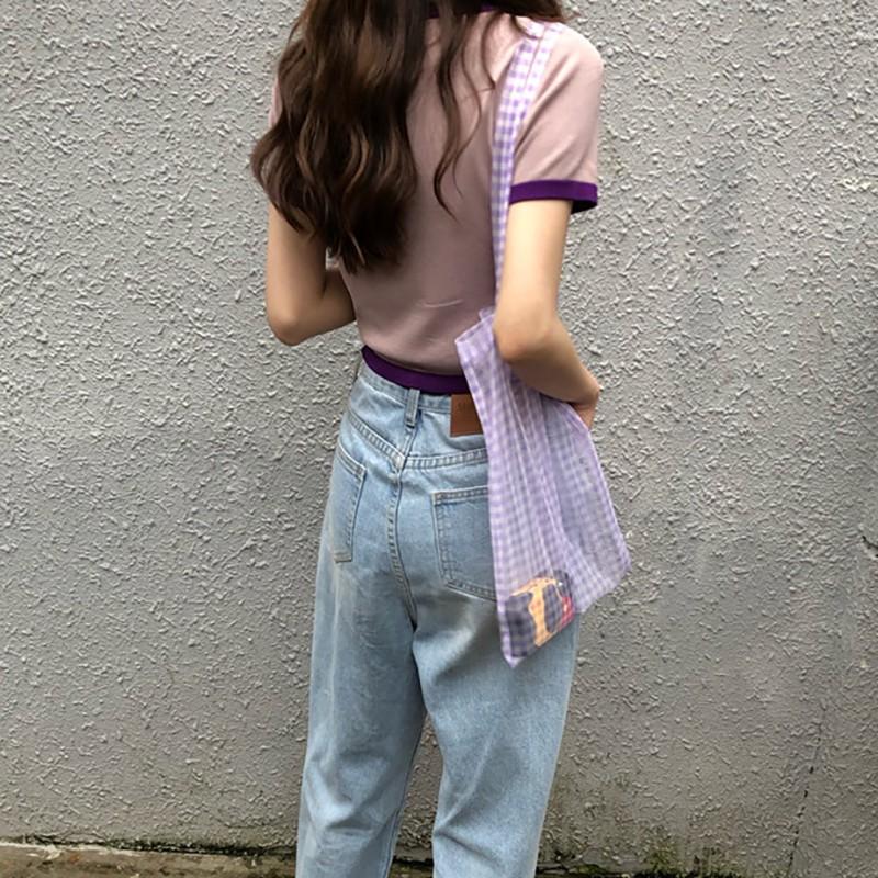 Áo thun nữ ngắn tay dáng ôm in chữ phong cách Hàn Quốc