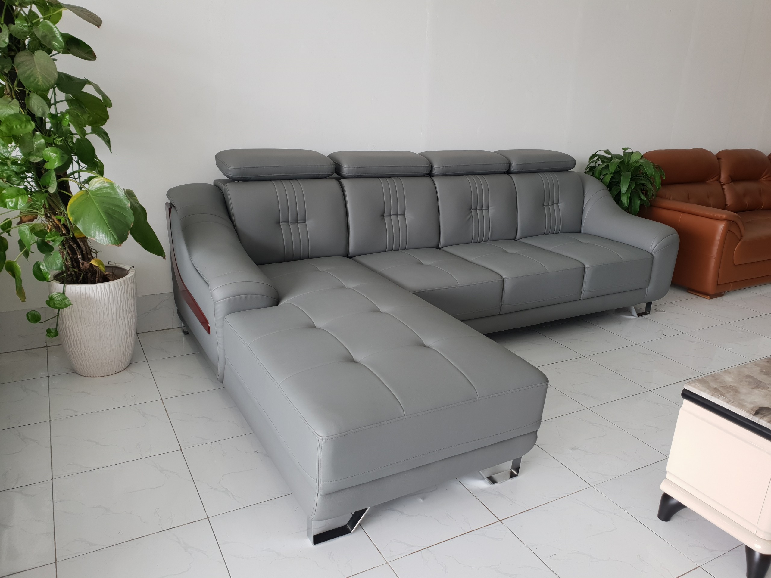 Ghế Sofa Phòng Khách Lớn Góc Chữ L _ Màu Xám Sang Trọng _ Size 2800 x 1800