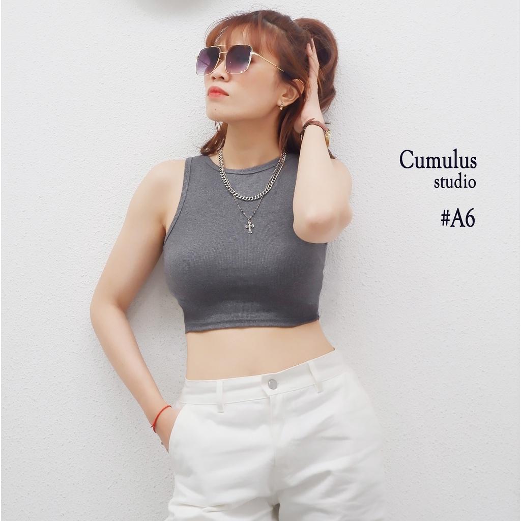 Áo croptop ba lỗ lưng u Cumulus chất thun gân A06