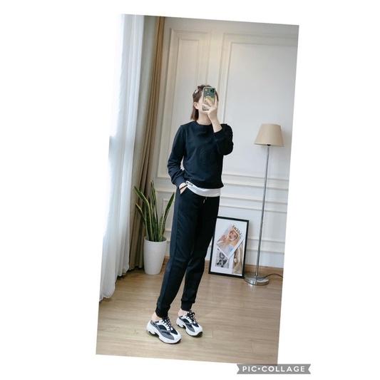 Bộ nỉ dập nổi gấu phối gấu trắng cá tính cho nữ