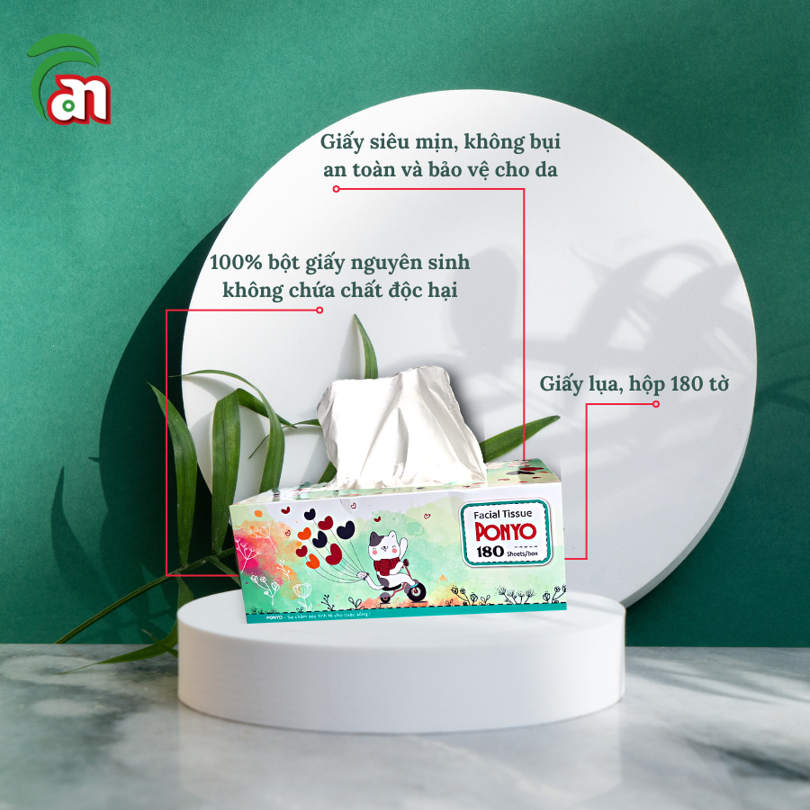 Combo 10 Hộp khăn giấy lụa - khăn giấy lau mặt cao cấp, mịn, không bụi PONYO 2 lớp 180 tờ - Thiên An Nam paper