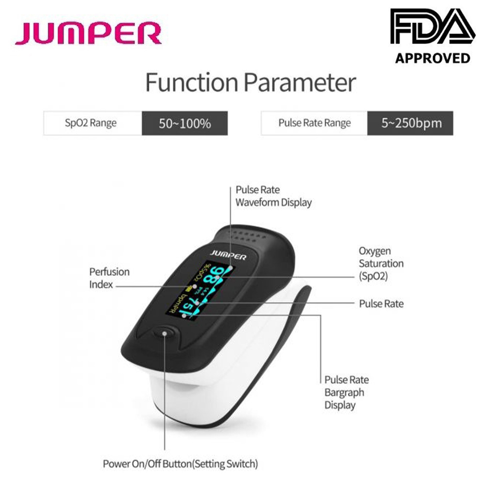 Máy Đo Nồng Độ Oxy Và Nhịp Tim Jumper JPD-500D | Màn Hình Màu OLED - Thương Hiệu Đức Bảo Hành 24 Tháng