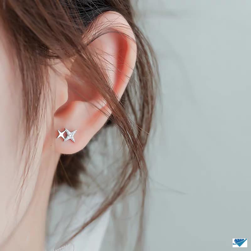 Bông tai bạc khuyên nụ chất liệu bạc s925 MS0350