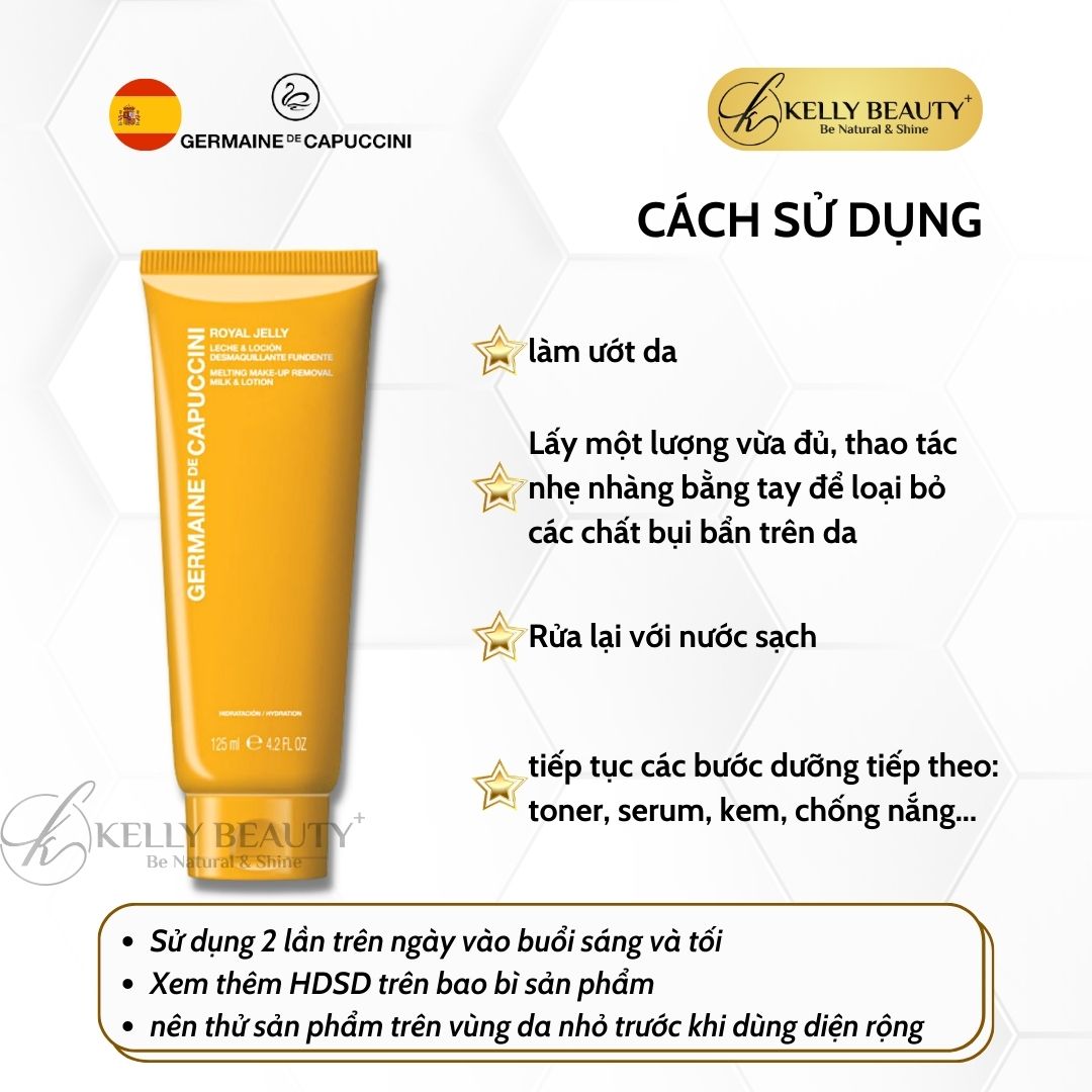 Sữa Rửa Mặt Cho Da Nhạy Cảm Germaine Royal Jelly Melting Makeup Remover Milk & Lotion - Kelly Beauty