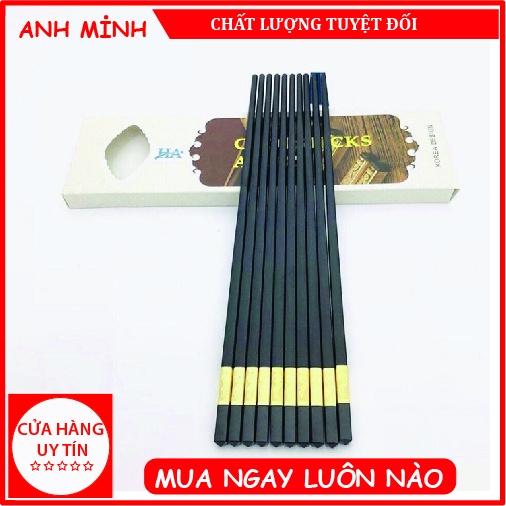 Bộ 10 Đôi Đũa Hợp Kim Mạ Vàng, Đũa Ăn Hợp Kim Chống Mốc, Sang Trọng, Lịch Sự Cao Cấp - Hàng Chính Hãng