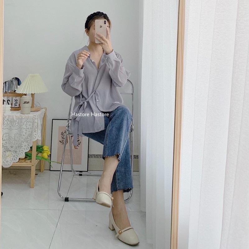 Sơ mi voan thắt eo