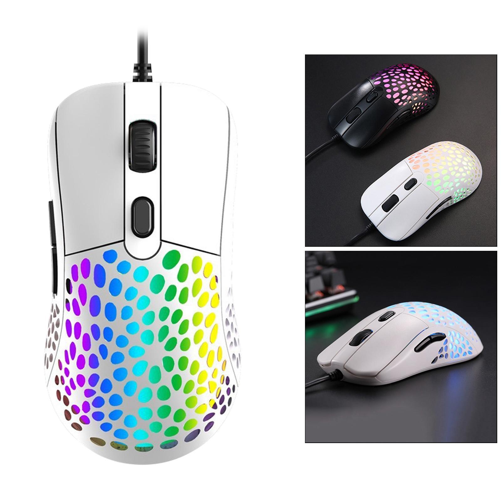 Ultralight RGB Gaming Mouse Wired Hollow-Out Design, 6400 DPI High-Precision Optical Sensor