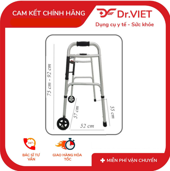 Khung tập đi W-6 (Hợp kim nhôm siêu bền, dễ gấp gọn và sử dụng, phù hợp cho người di chuyển khó khăn)