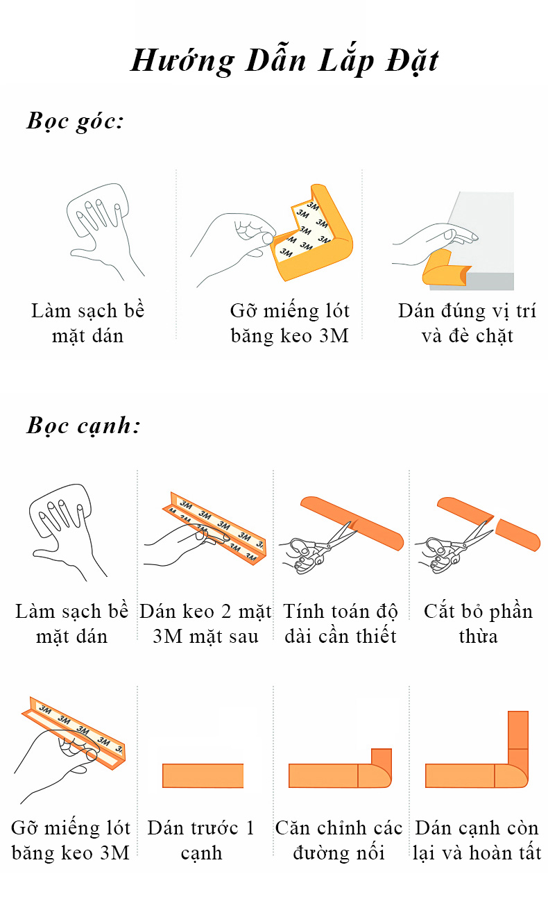 Mút Cao Su Dán, Bọc Cạnh, Góc Bàn An Toàn Cho Bé - KUB