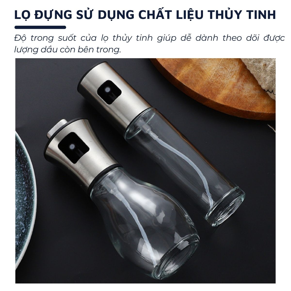 Bình xịt dầu ăn DandiHome dạng phun sương kèm phễu sử dụng cho vỉ nướng, nồi chiên không dầu trong nhà bếp