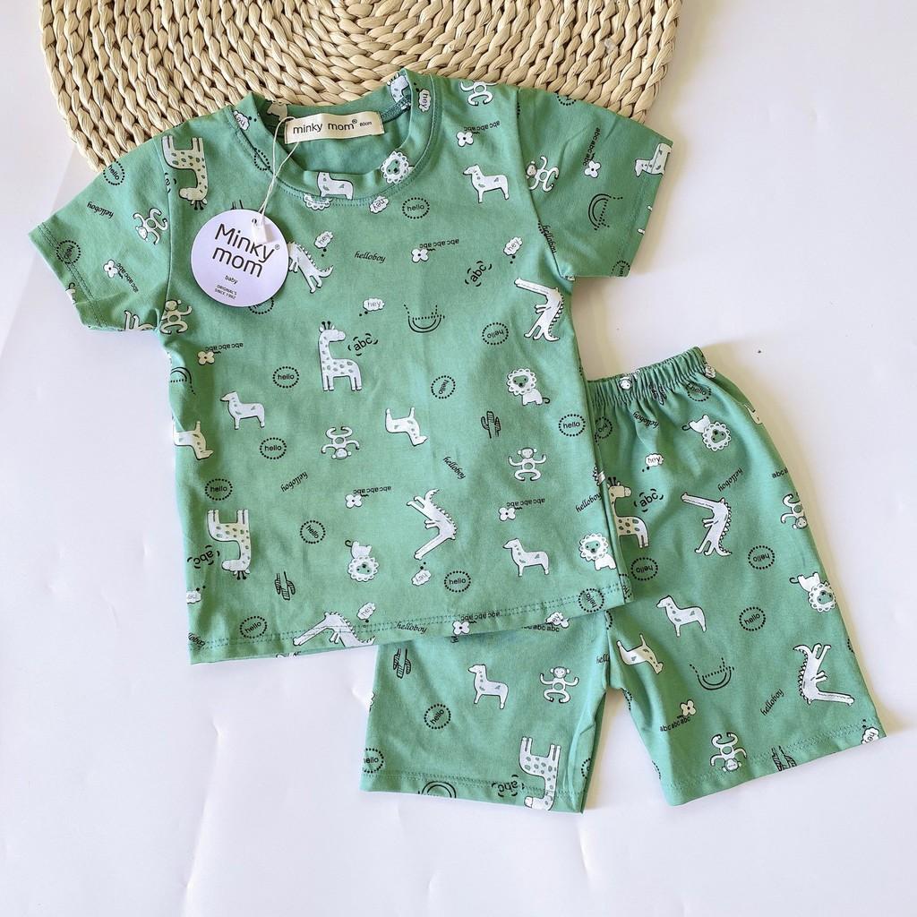 Bộ Cộc Tay Cotton Hàng Minky Mom In Toàn Thân Thỏ-Ngựa Trắng Cho Bé