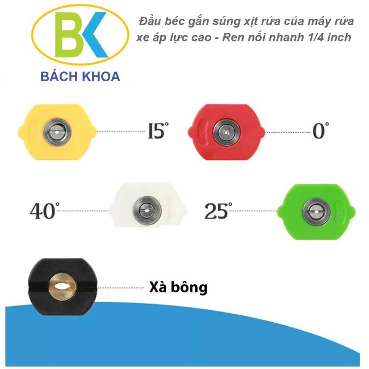 Đầu béc các góc gắn sung xịt rửa của máy rửa xe áp lực cao - khớp nối nhanh 1/4 inch