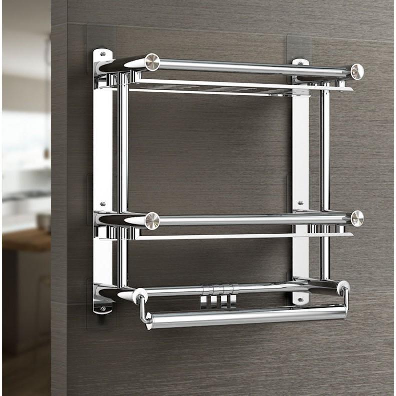 Giá inox SUS304 kệ treo đồ nhà tắm, kệ dính tường chịu lực kèm bộ vít nở lắp đặt