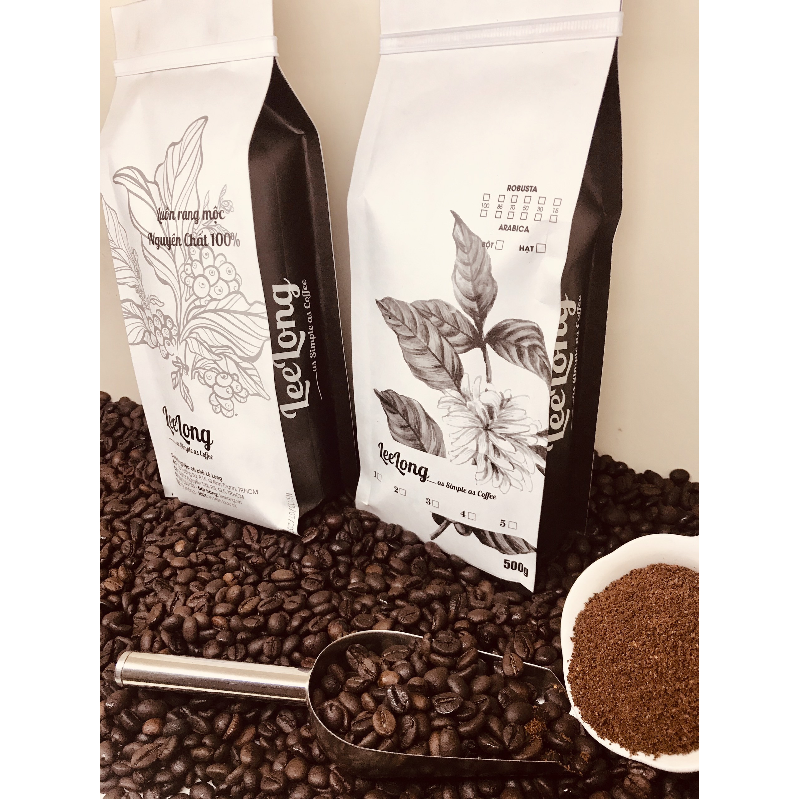 cafe LeeLong5 gu dịu (15 Robusta / 85 Arabica)