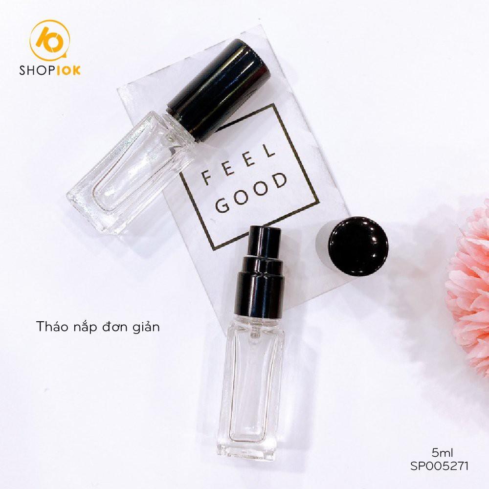 Chai chiết nước hoa thủy tinh, lọ đựng, vỏ chiết nước hoa dạng giọt, phun sương size 5ml, 10ml