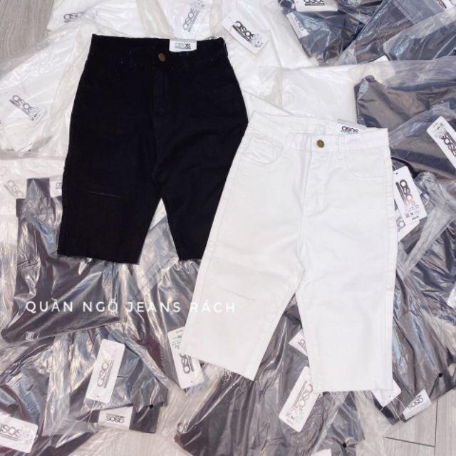 Quần lửng ngố bò giấy Rách Gối 1 cúc - quần bò jean skinny xưởng may giá sỉ