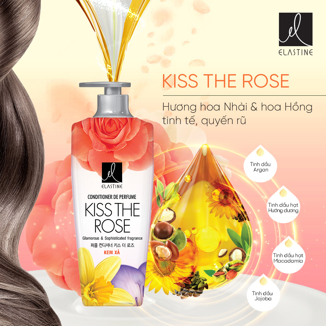 Kem xả chăm sóc và nuôi dưỡng tóc Elastine 550ml  - Kiss The Rose