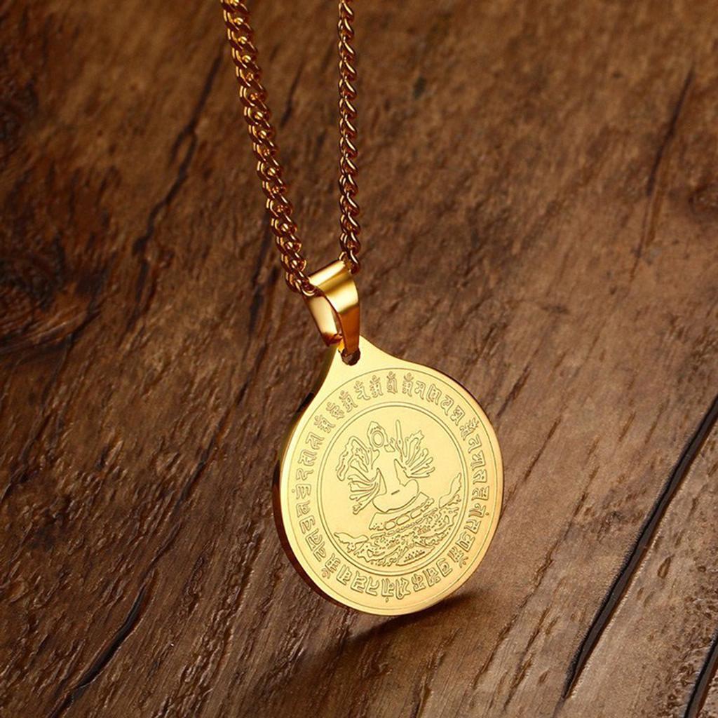 Gold Figure of Buddha Pendant Chain Necklace Fashion Jewelry Gift for Men Women