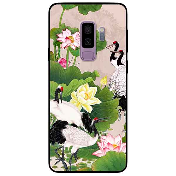 Ốp lưng in cho Samsung S9 Plus Mẫu Sen Và Hạc