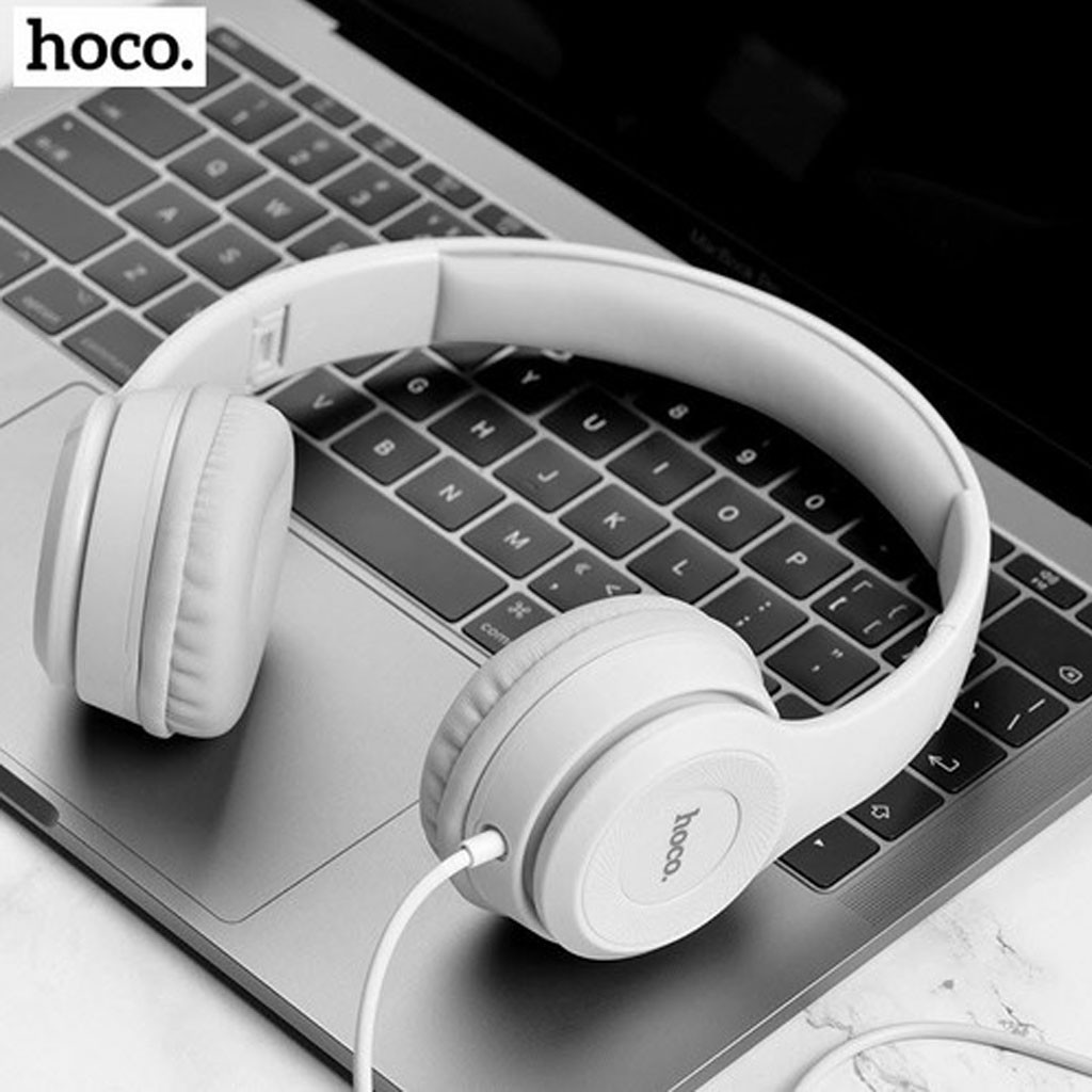 Tai nghe chụp tai/ Monitor Headphones - Hoco W21 - Jack 3.5mm, Loa ngoài 40mm, Mic đàm thoại, Dây dài 1.2m, Mút đệm chống ồn và chống đau tai - Màu ngẫu nhiên - Hàng chính hãng