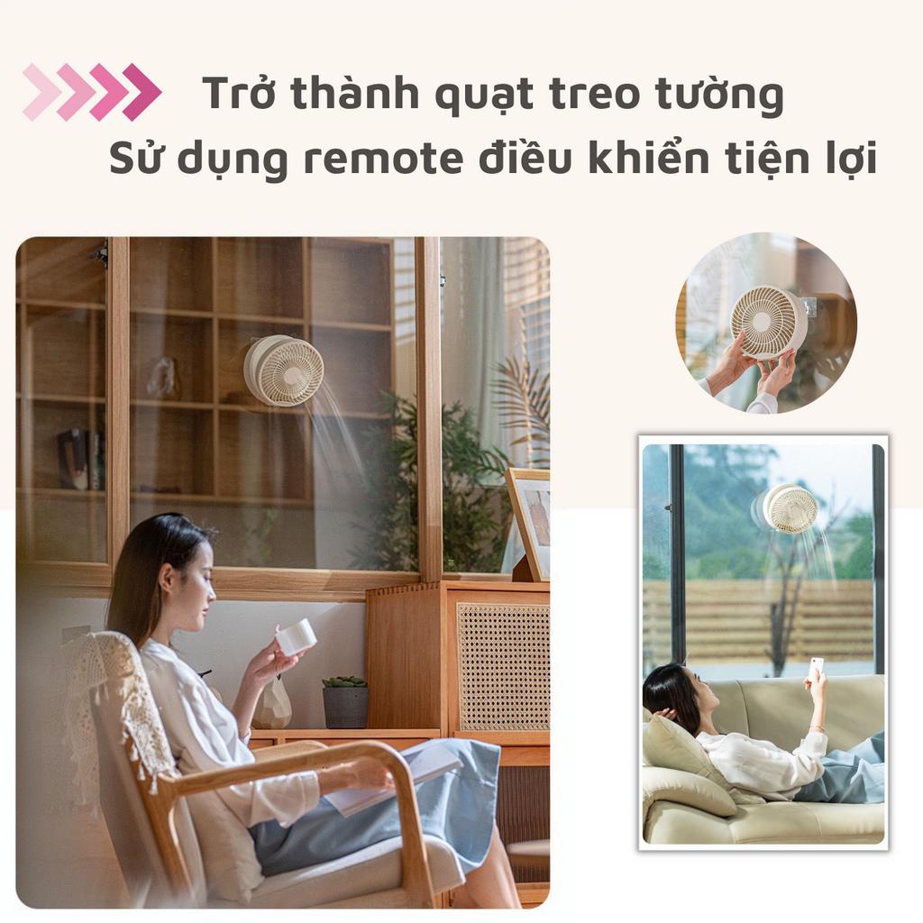 Quạt Mini Tích Điện WSK302, Gấp Gọn, Để Bàn, Treo Tường, Điều Khiển Từ Xa, Đèn Ngủ, Đế Xoay 90 Độ, 3 Tốc Độ Gió