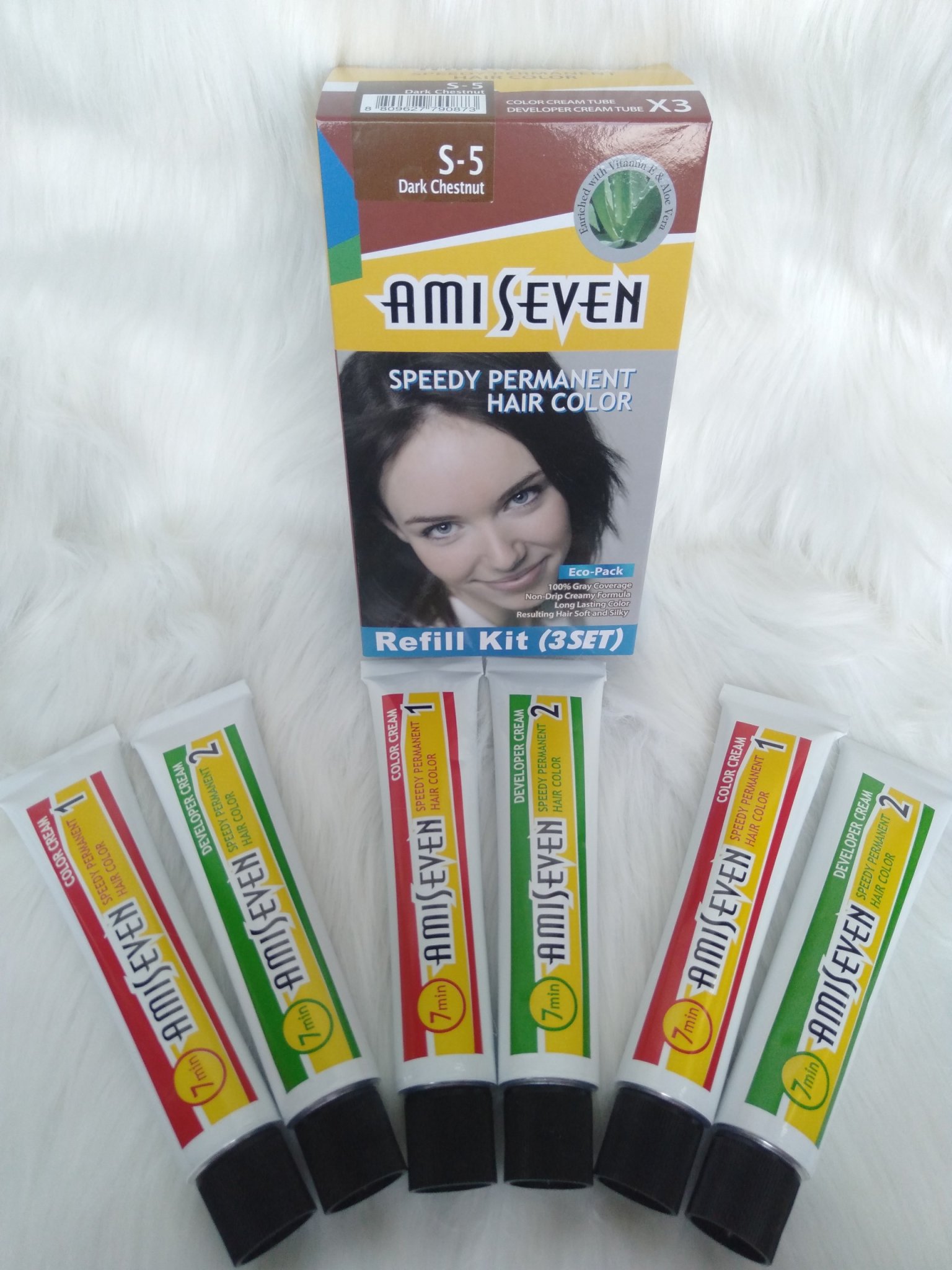 Nhuộm phủ bạc dược thảo SIÊU TiẾT KiỆM Ami Seven Nhanh 7 phút - S5 - HẠT DẺ ĐẬM