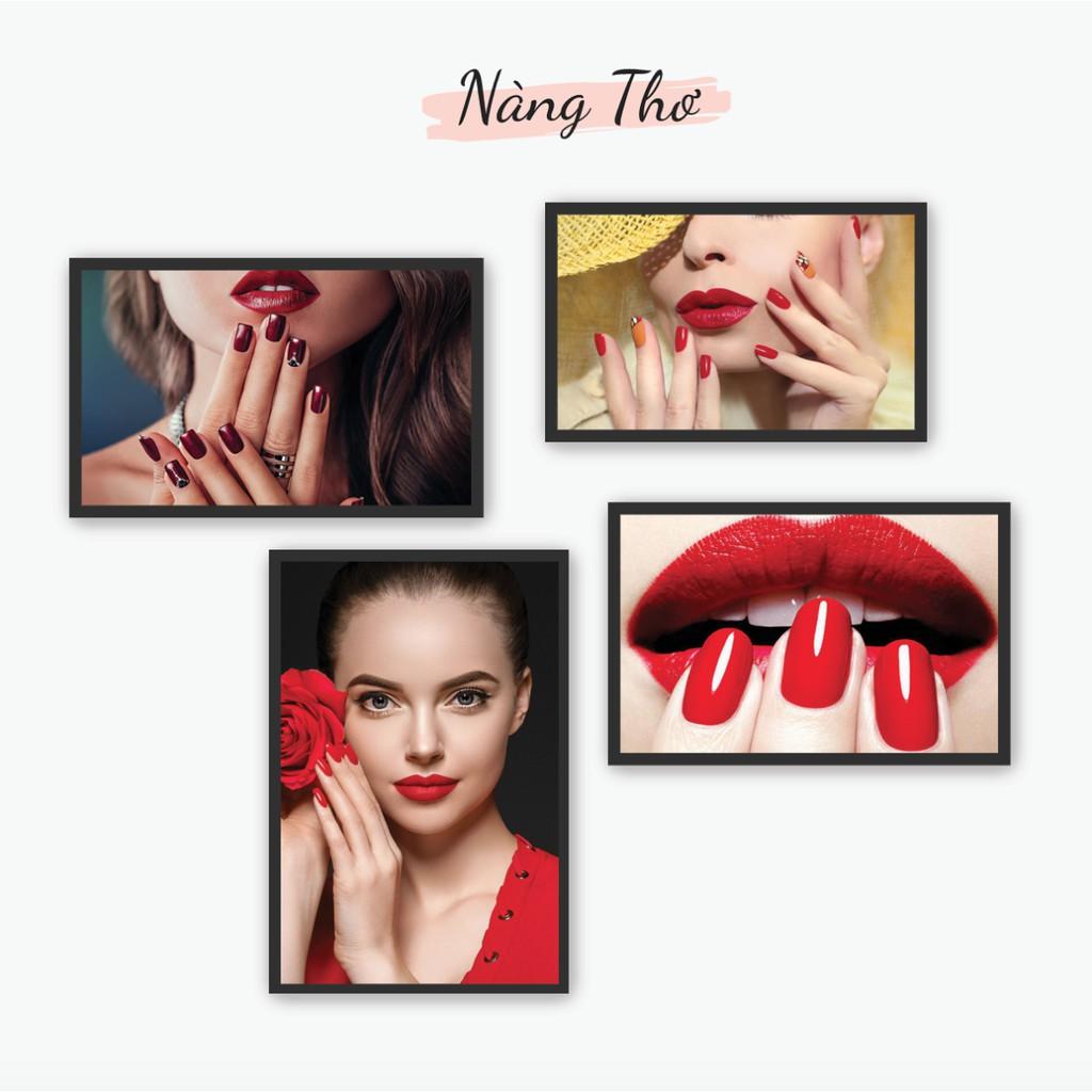 TRANH BỘ 4 TẤM CỨNG DÁN SALON TÓC, TIỆM NAILS & THẨM MỸ_DECAL VIP