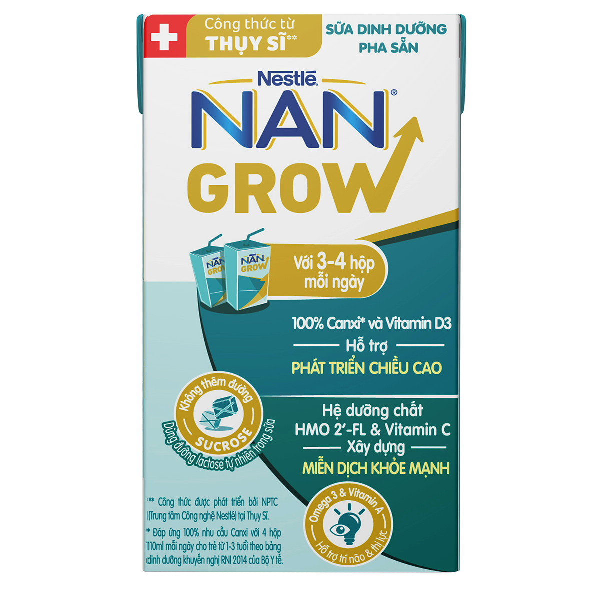 [Mua 1 Tặng 1] Thùng 36 hộp Sữa pha sẵn Nestlé NANGROW 110ml/hộp sữa mát công thức từ Thụy Sĩ 100% Canxi giúp bé cao lớn vượt trội 9(4 x 110ml) (1 tuổi trở lên)